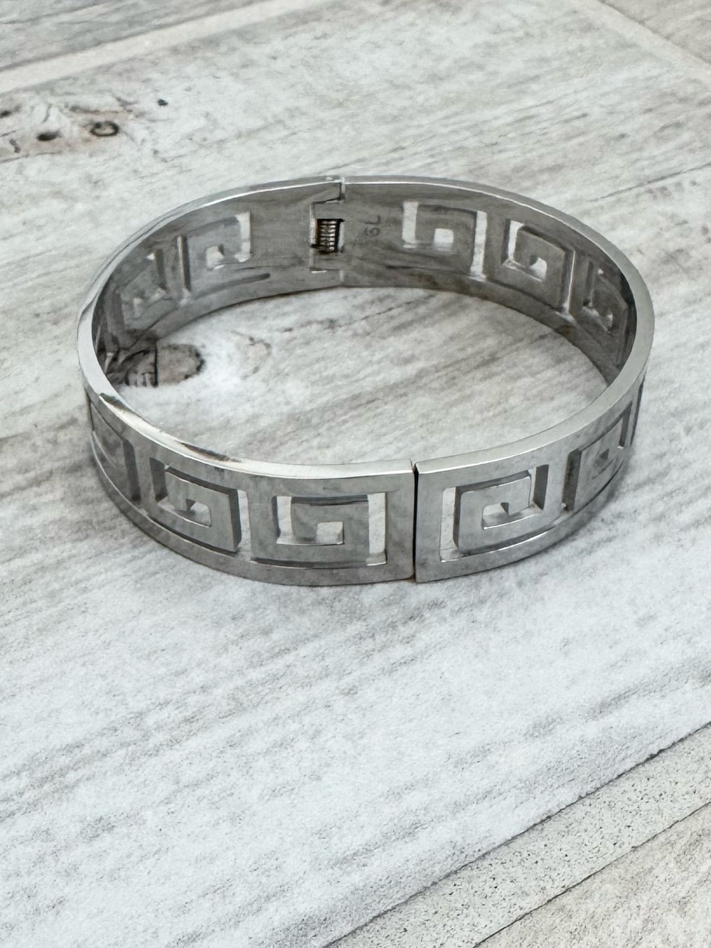 Greek Key Meander Silver Bracelet